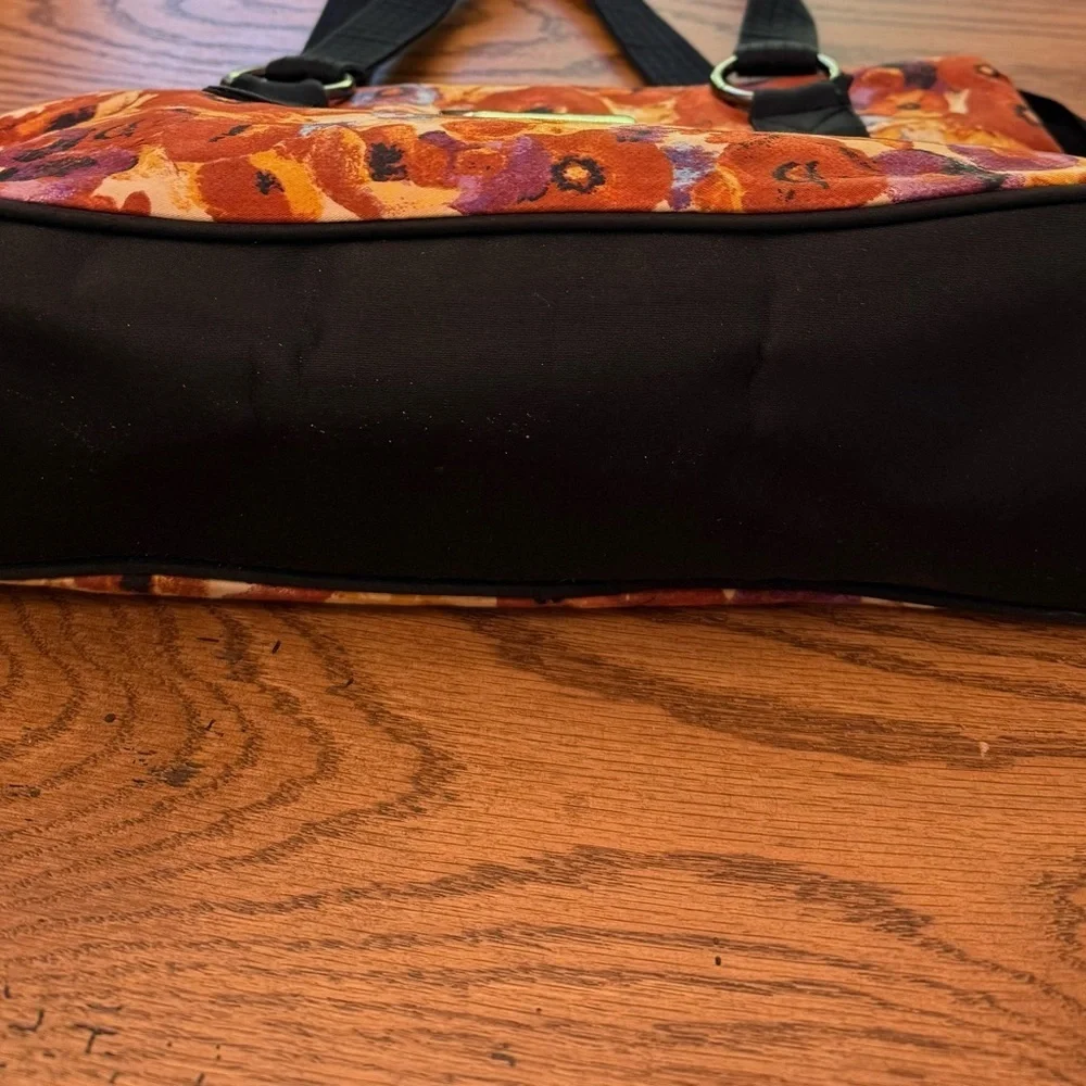 Donna Sharp NWOT 2 Handle Tote Bag Orange Purple Poppy Floral Print - Picture 5 of 8
